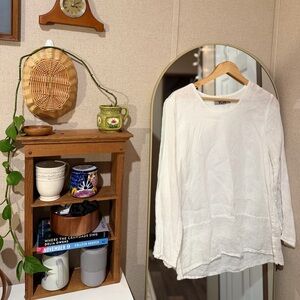 Flax White Long Sleeve Blouse